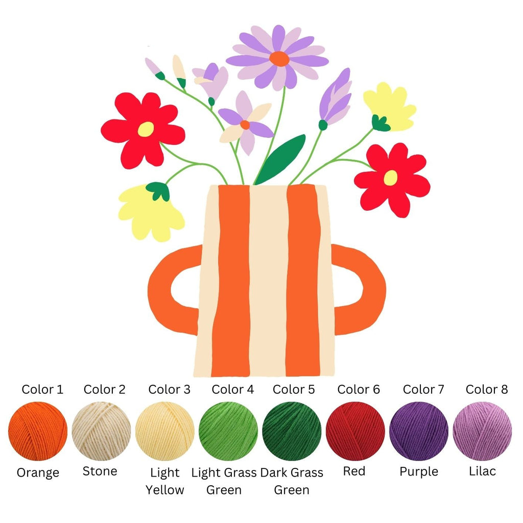 Punch Needle DIY Komplett-Set "Orange Flower Pot"