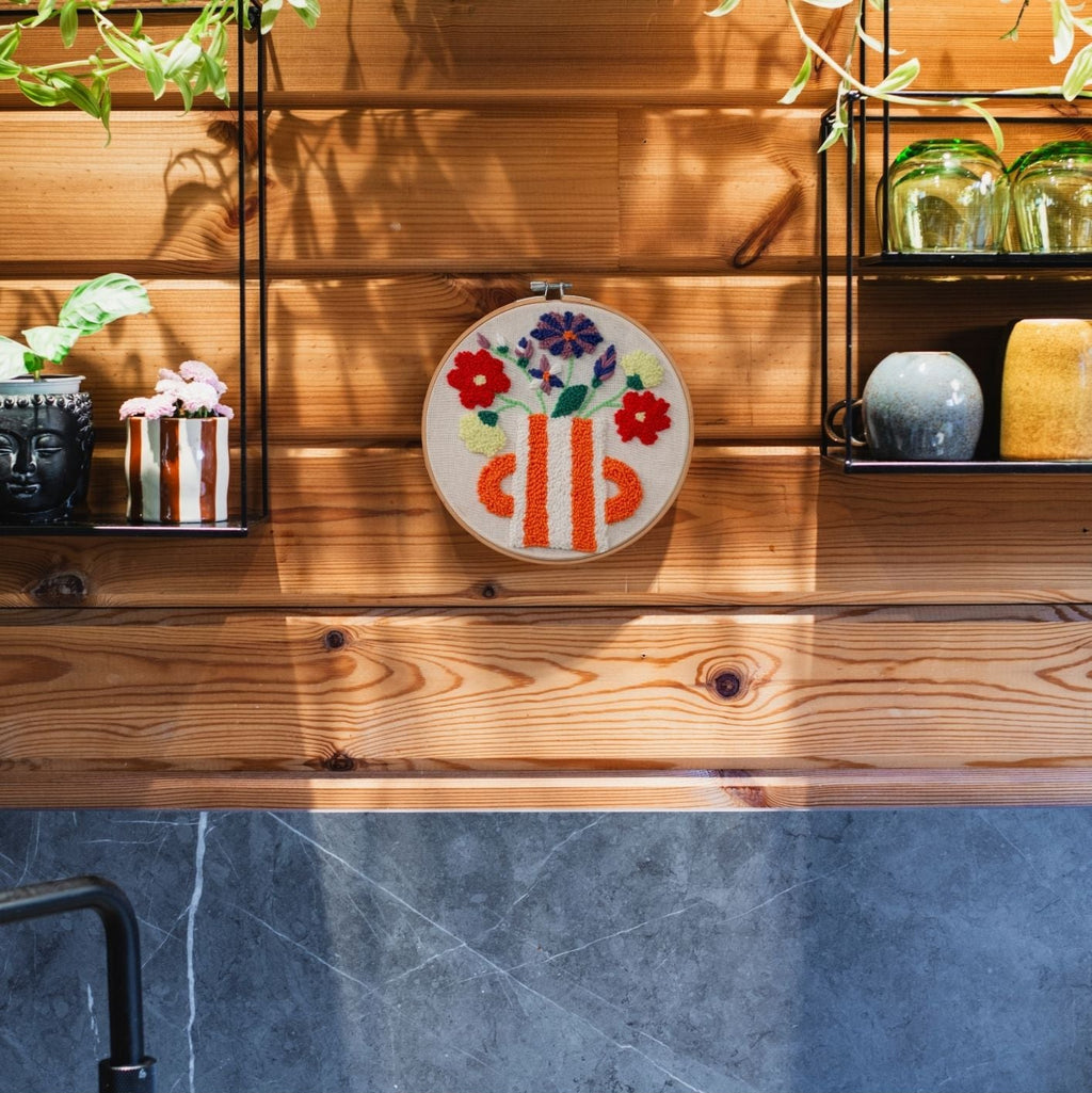 Punch Needle DIY Komplett-Set "Orange Flower Pot"