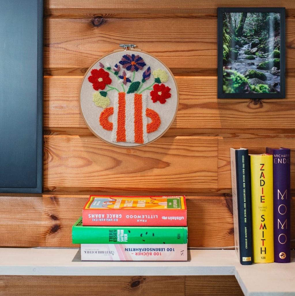 Punch Needle DIY Komplett-Set "Orange Flower Pot"