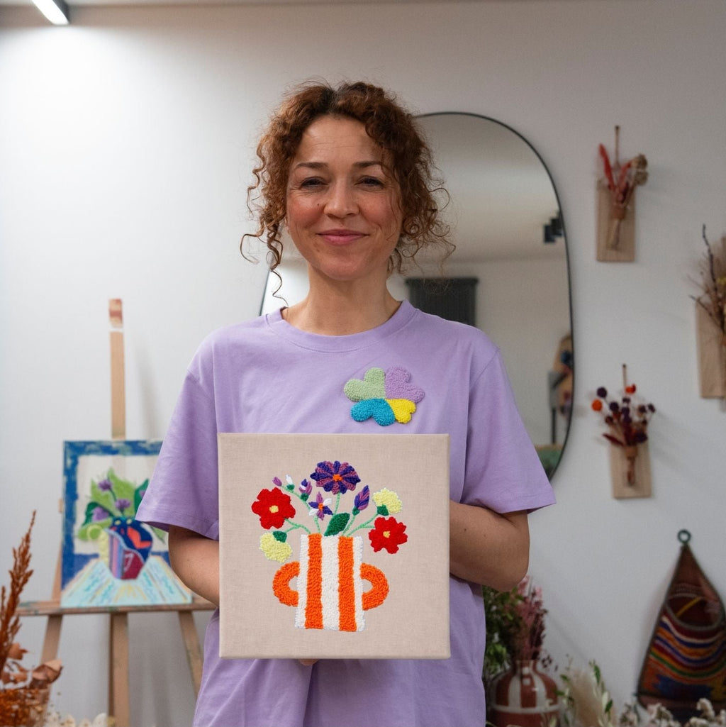 Punch Needle DIY Komplett-Set "Orange Flower Pot"