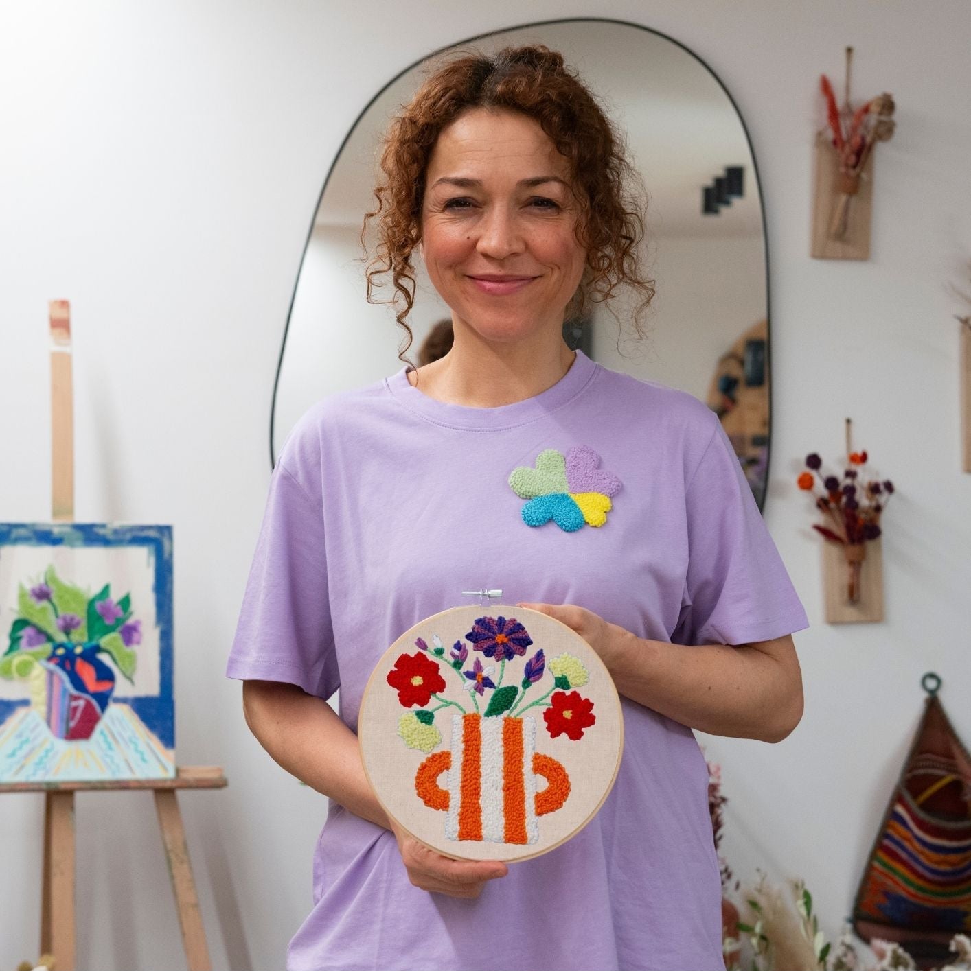 Punch Needle DIY Komplett-Set "Orange Flower Pot"