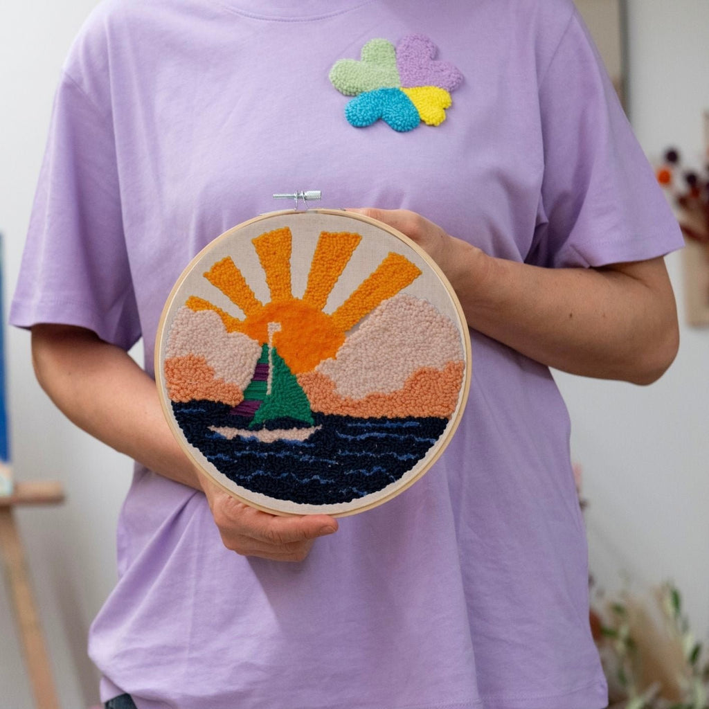 Punch Needle DIY Komplett-Set "Sunset Sailboat"