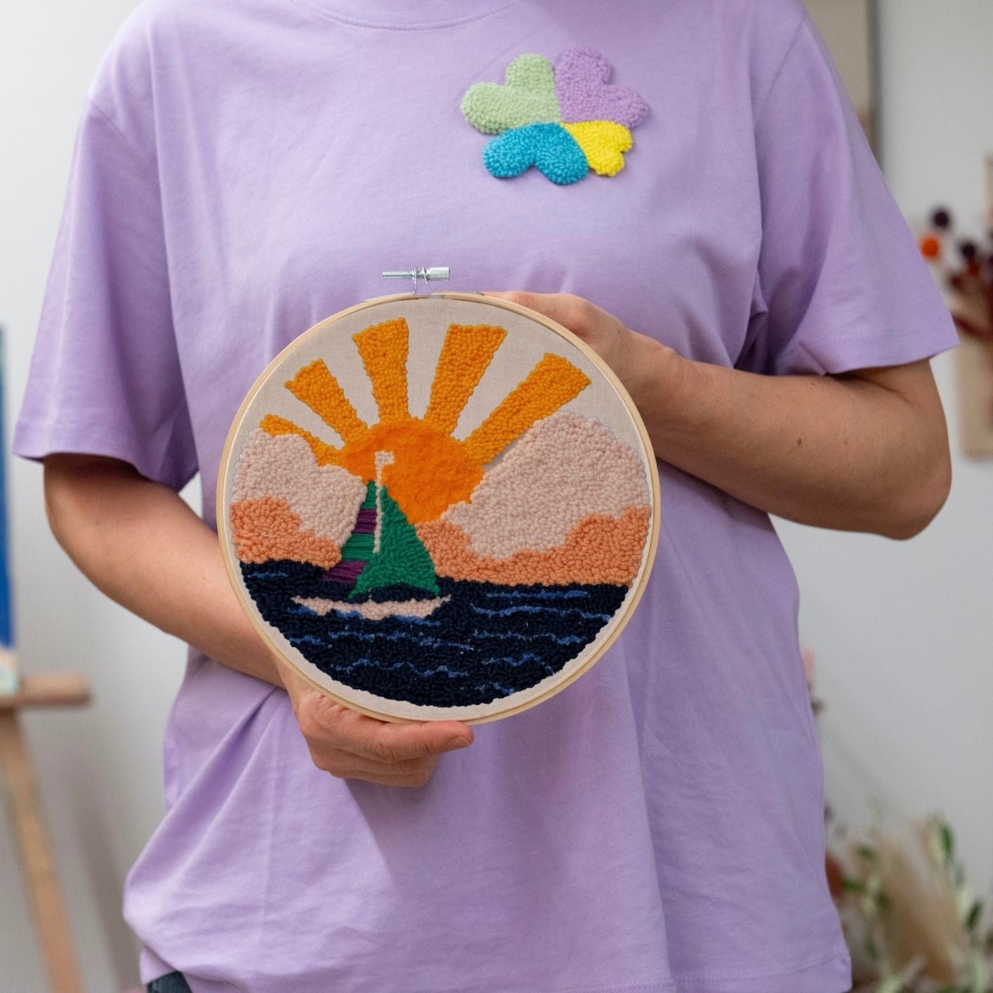 Punch Needle DIY Komplett-Set "Sunset Sailboat"