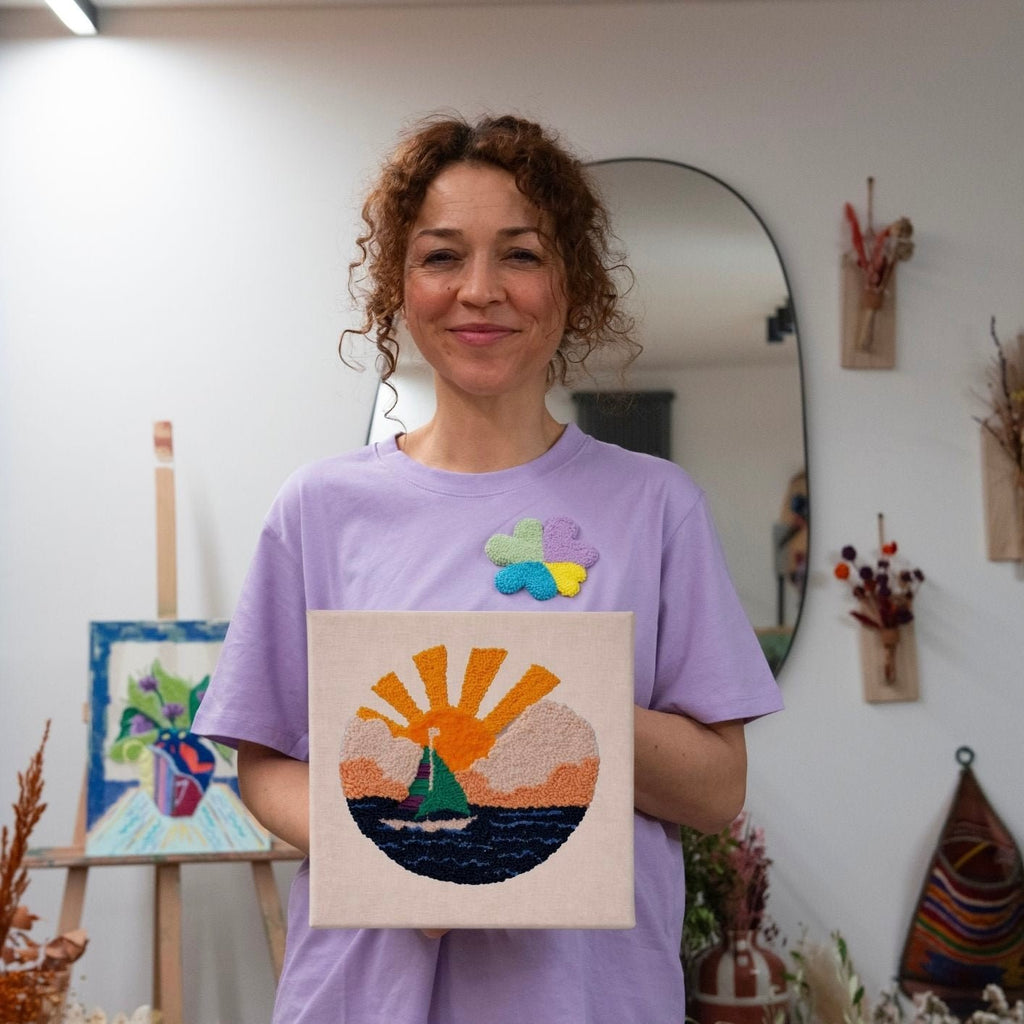 Punch Needle DIY Komplett-Set "Sunset Sailboat"