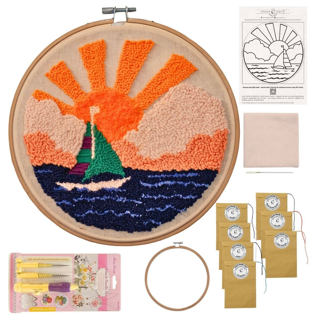 Punch Needle DIY Komplett-Set "Sunset Sailboat"