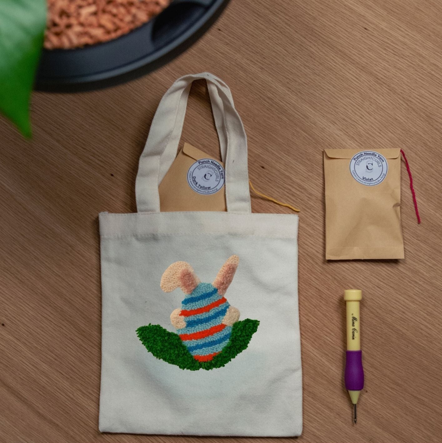 Punch Needle Beutel DIY Komplett-Set "Easter Bunny"