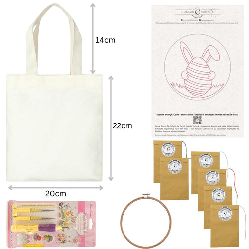 Punch Needle Beutel DIY Komplett-Set "Easter Bunny"